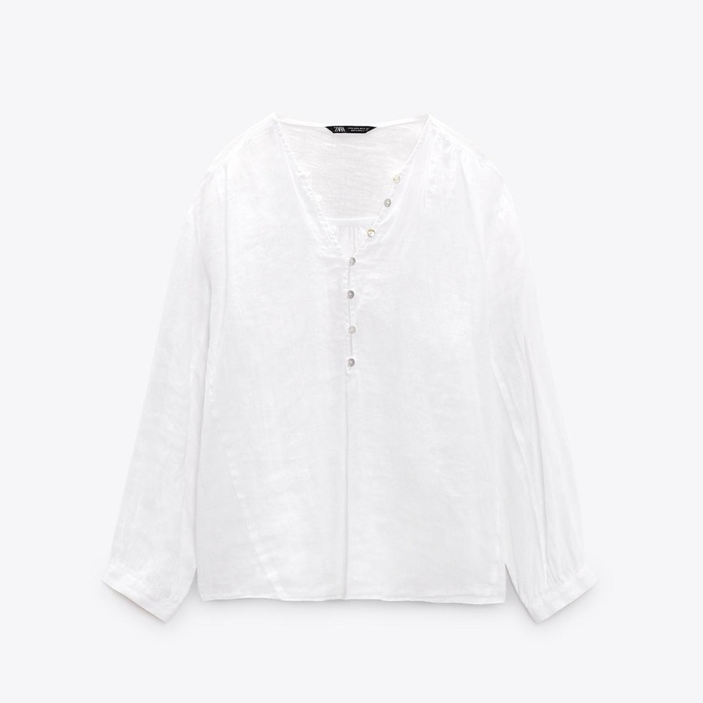 NWT Zara 100% Linen Blouse